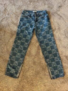 Butterfly Checkered Denim Jeans - Blue. Pacsun .